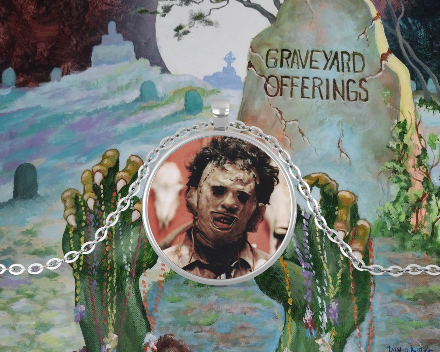 Leather Face Necklace