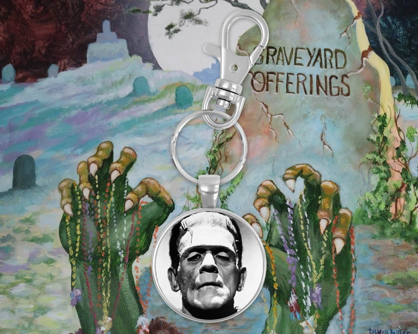 Frankenstein Round Keychain