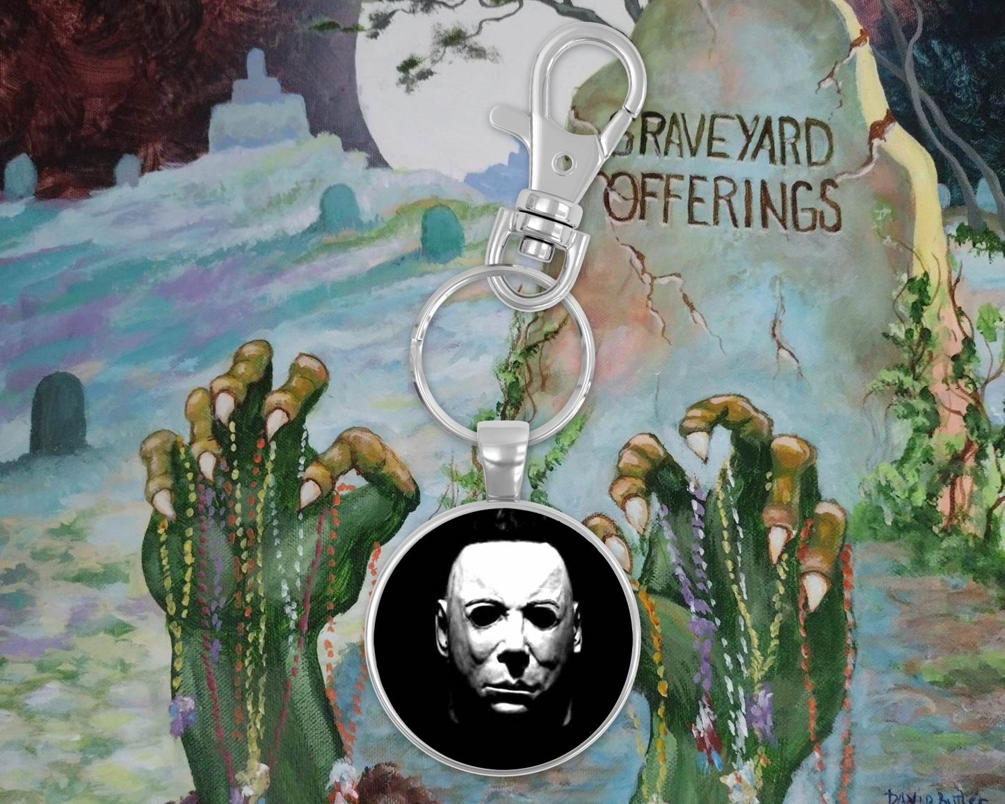 Michael Myers Round Keychain