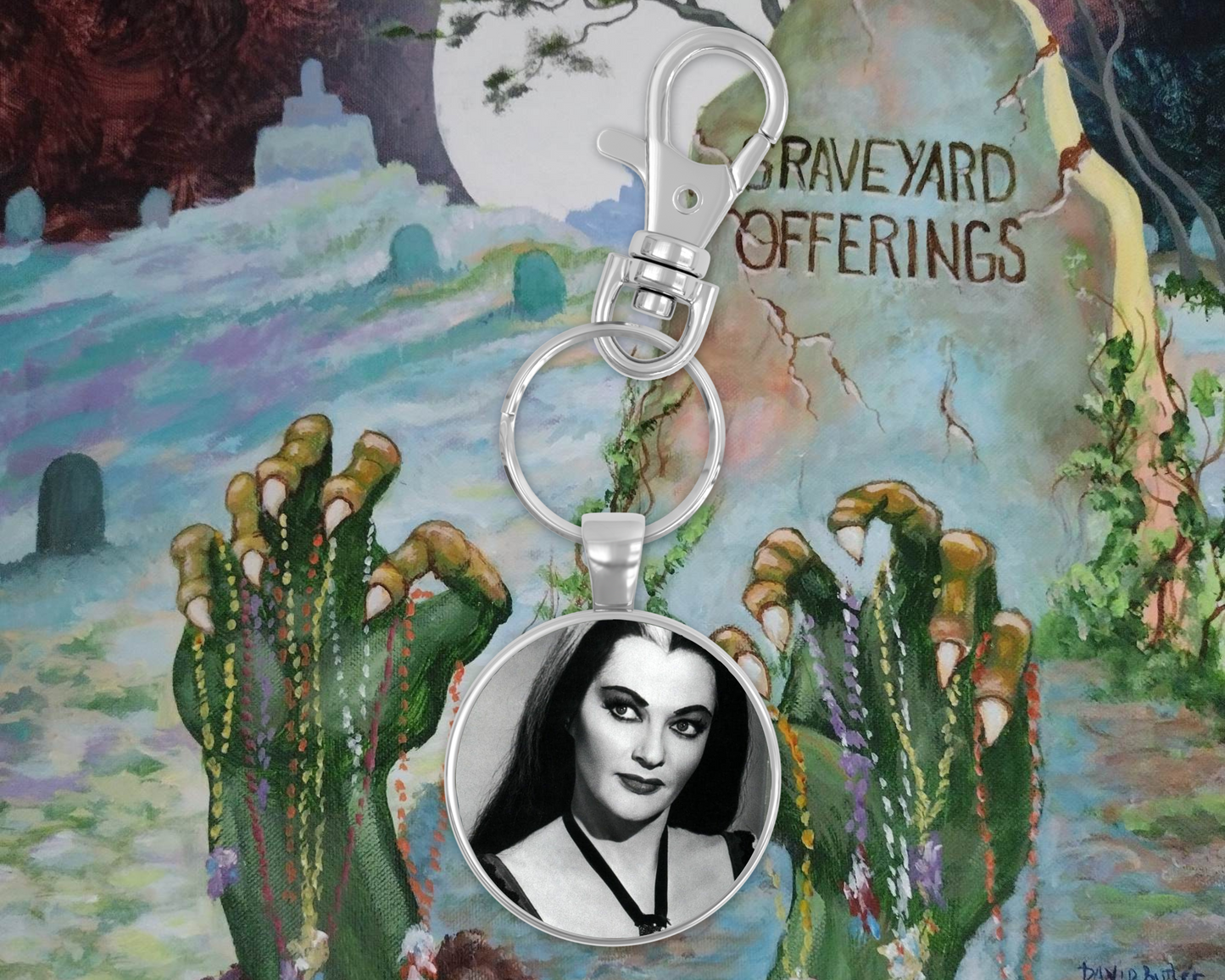 Morticia Round Keychain
