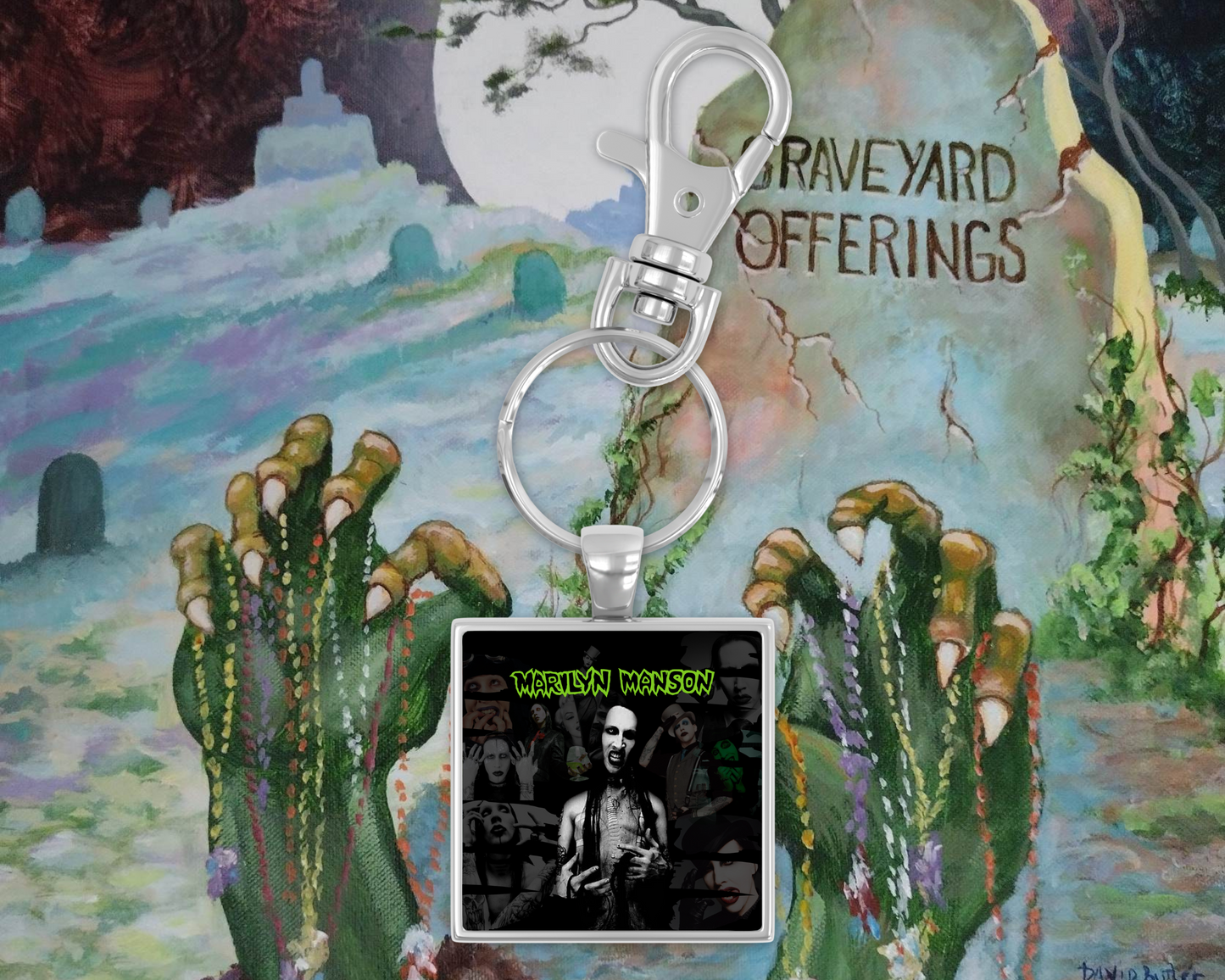 Marilyn Manson Square Keychain