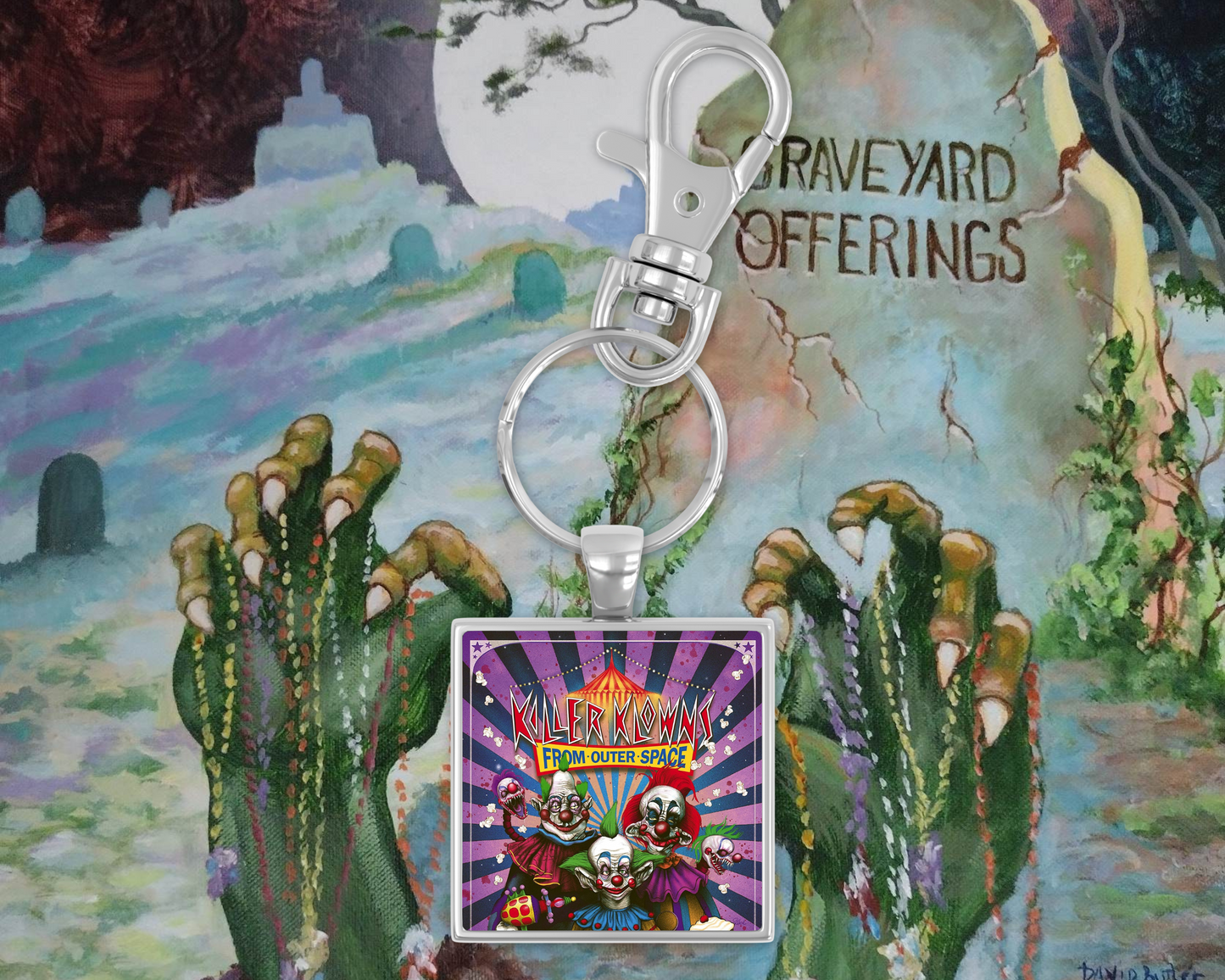 Killer Klowns Square Keychain