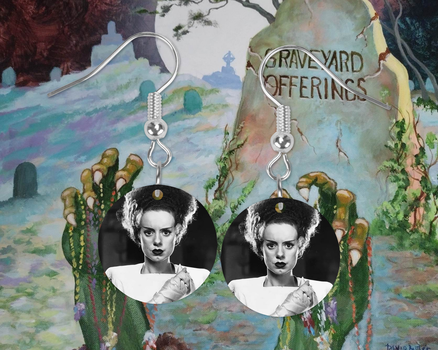 Bride of Frankenstein B/W Earrings
