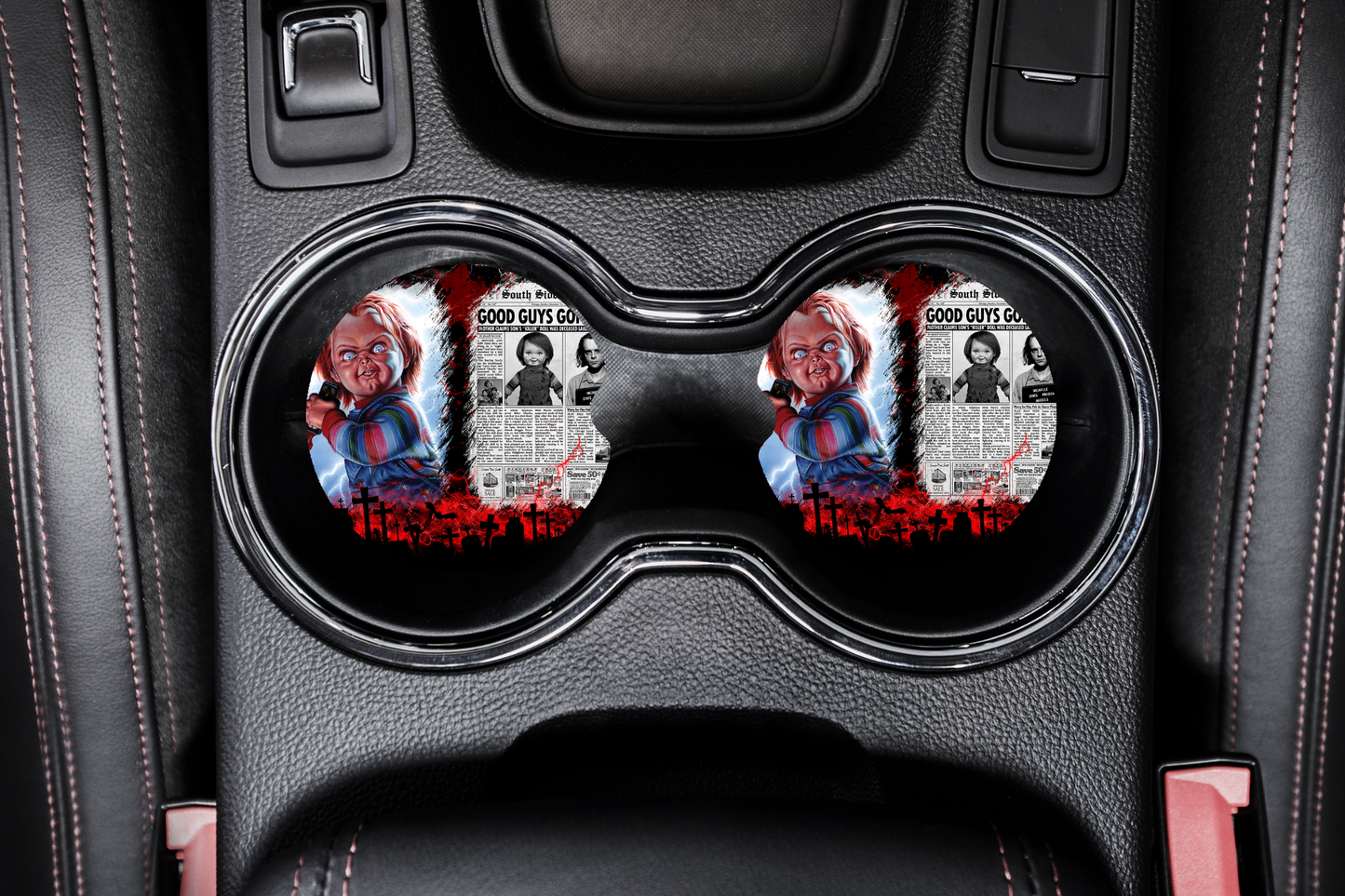 Chucky Car Coaster set of 2