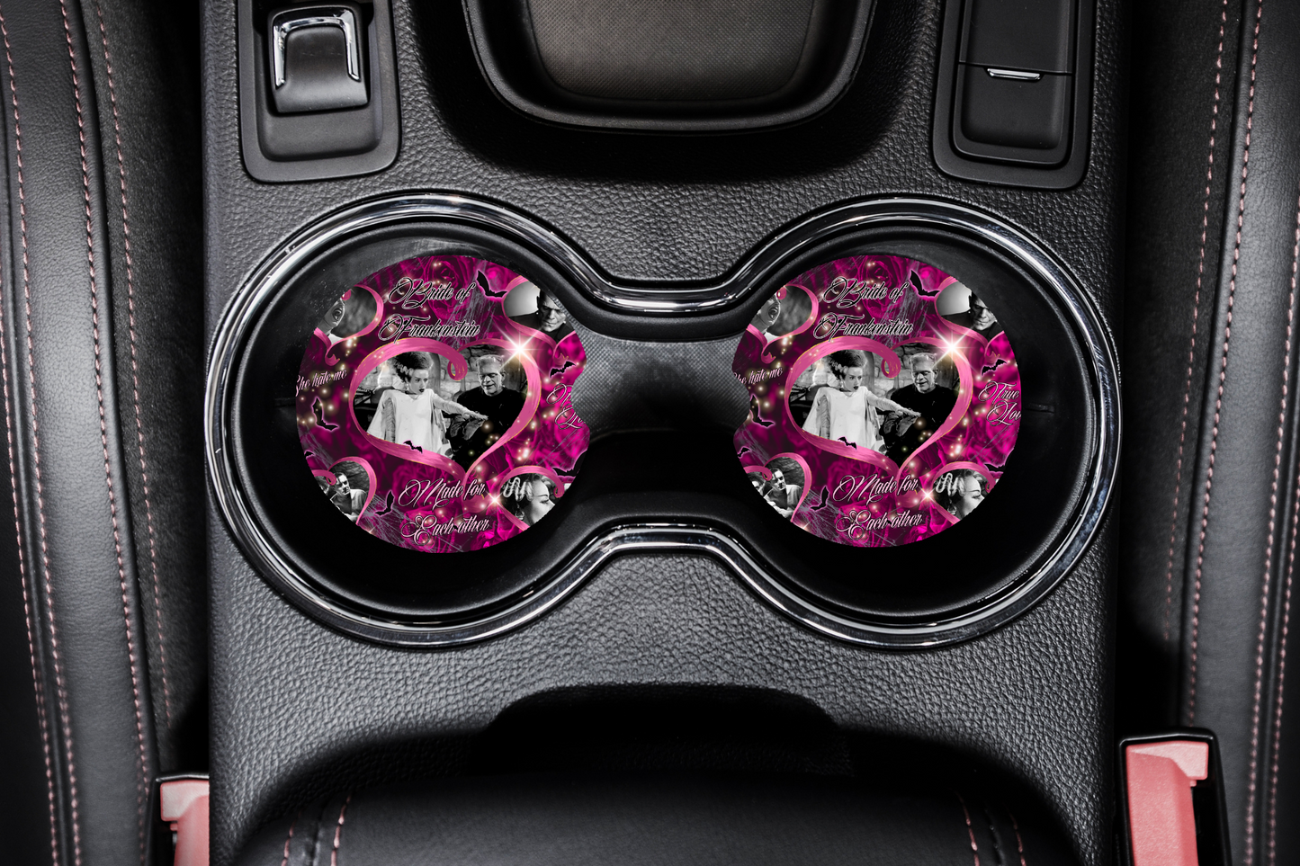 Bride and Frank Car Coaster set of 2