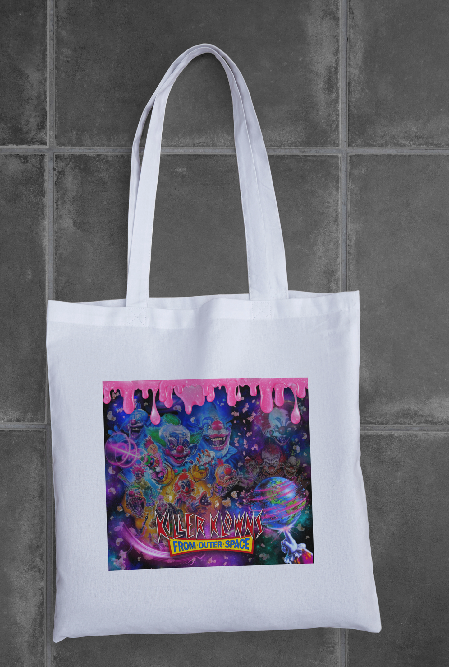 Killer Klown with Pink Drips Tote Bag