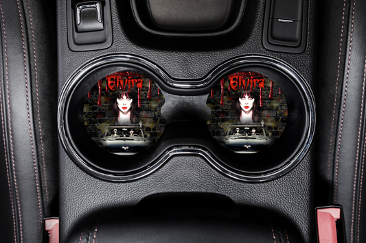 Elvira in Car, Car Coaster set of 2